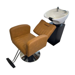 KARMA BATLOW SALON CHAIR (Black/White/Tan) - Luna Beauty Supplies