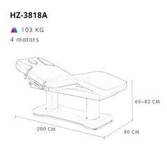 Dimensions of Chloe Electric Beauty Bed - Luna Beauty Supplies