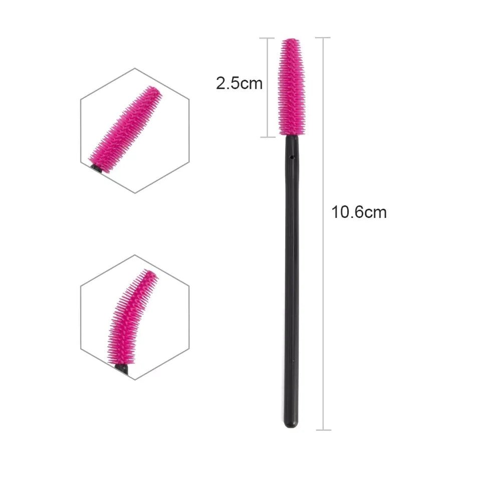 DISPOSABLE MASCARA WANDS / SPOOLIES - FUCHSIA & BLACK (50pcs) - Luna Beauty Supplies