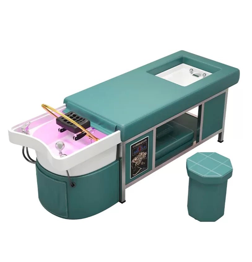 ELITE JAPANESE HEAD SPA TABLE WITH PEDICURE BASIN - FOREST (PLUMBED) - Luna Beauty Supplies