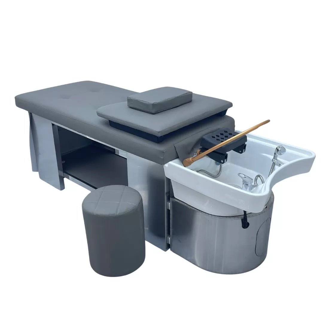 JAPANESE HEAD SPA TREATMENT TABLE GREY (PLUMBED) - Luna Beauty Supplies