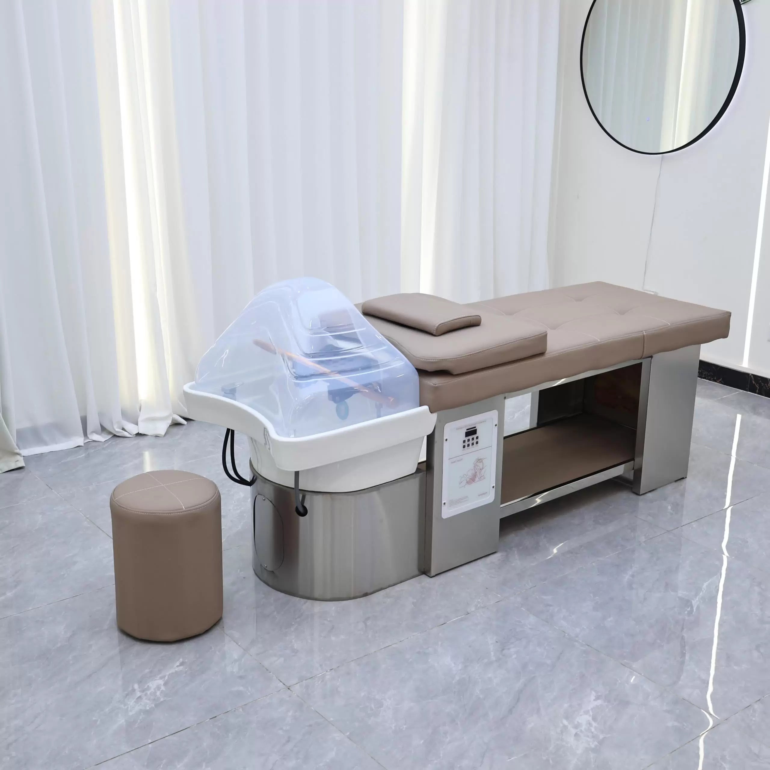 JAPANESE HEAD SPA TREATMENT TABLE TAUPE (PLUMBED) - Luna Beauty Supplies