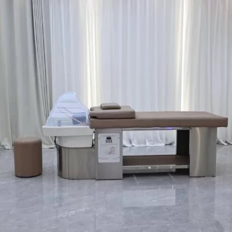 JAPANESE HEAD SPA TREATMENT TABLE TAUPE (PLUMBED) - Luna Beauty Supplies