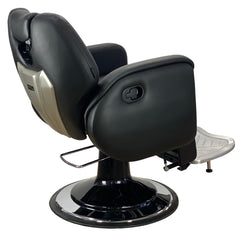 Back and side view of Joiken Austin barber chair in black - Luna Beauty Supplies