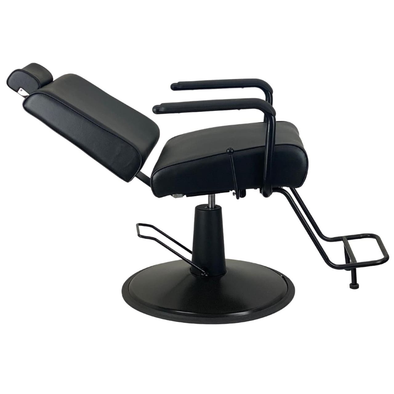 Joiken Cyrus Reclining Salon Chair in Black back reclined - Luna Beauty Supplies