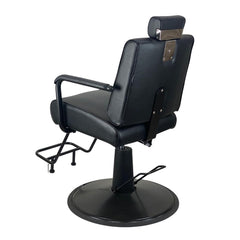 Joiken Cyrus Reclining Salon Chair in Black from behind and sideways - Luna Beauty Supplies