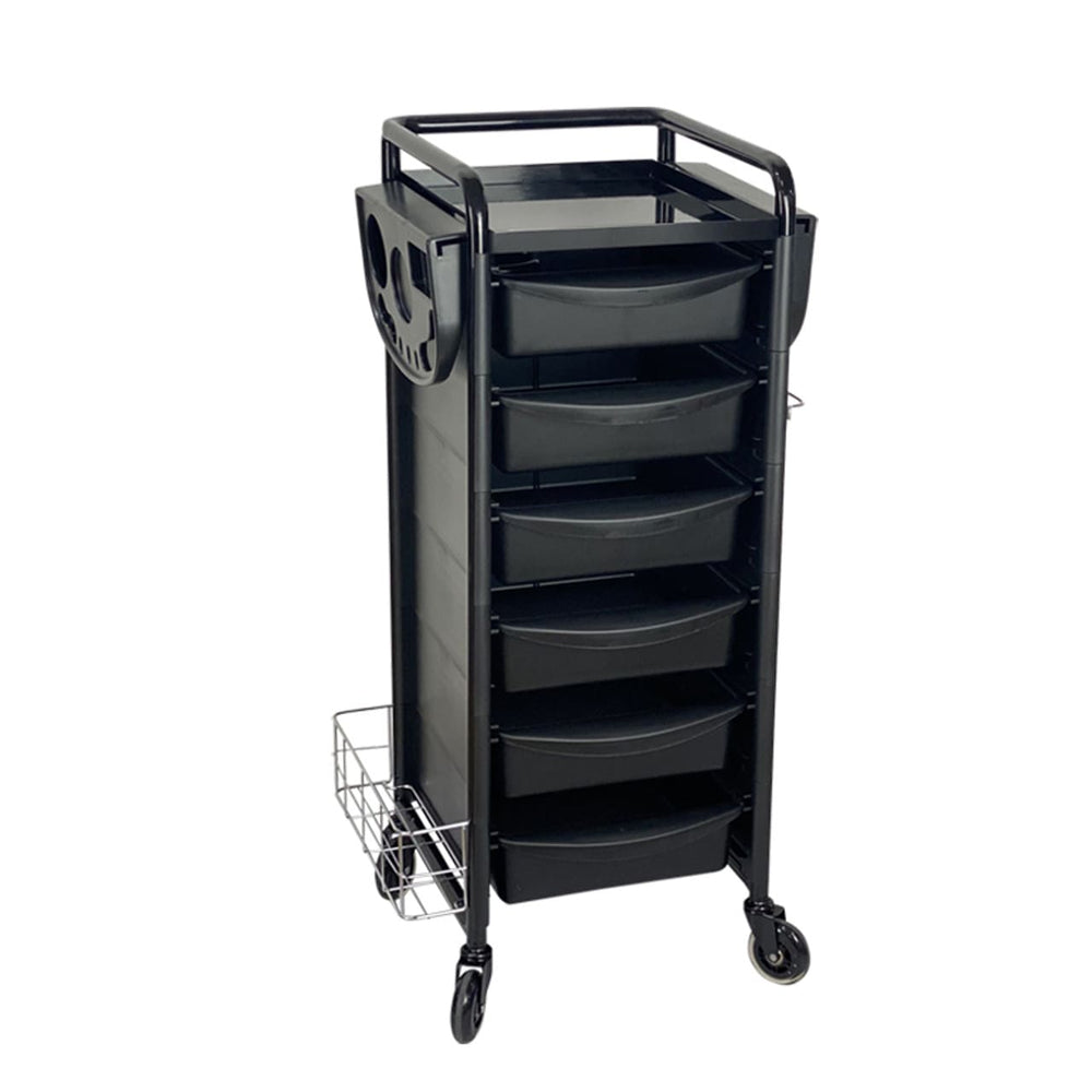 joiken jasper hairdressing beauty trolley 6 drawers black - Luna Beauty Supplies