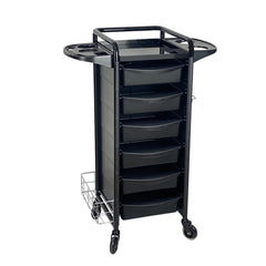 joiken jasper hairdressing beauty trolley 6 drawers black - Luna Beauty Supplies