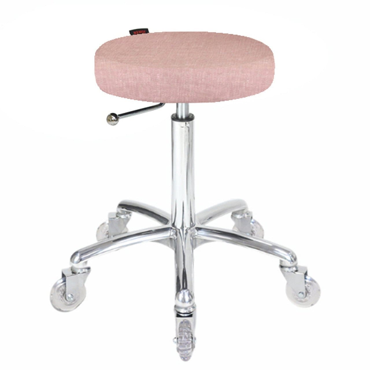 Joiken Turbo Salon stool pink with clear wheels - Luna Beauty Supplies