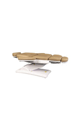 Karma Christchurch electric beauty salon bed sand colour back and leg rest fully flat and extended - Luna Beauty Supplies