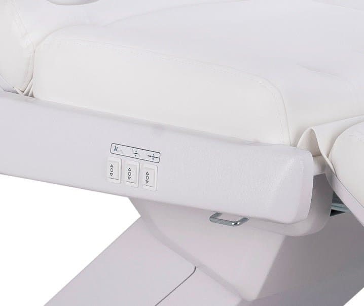 Karma Christchurch Premium Electric Beauty Salon Bed and Treatment table in white showing commands on the side  - Luna Beauty Supplies