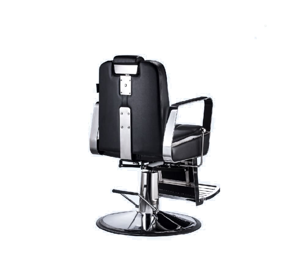 Rear view of Karma bowen barber chair black - luna beauty supplies