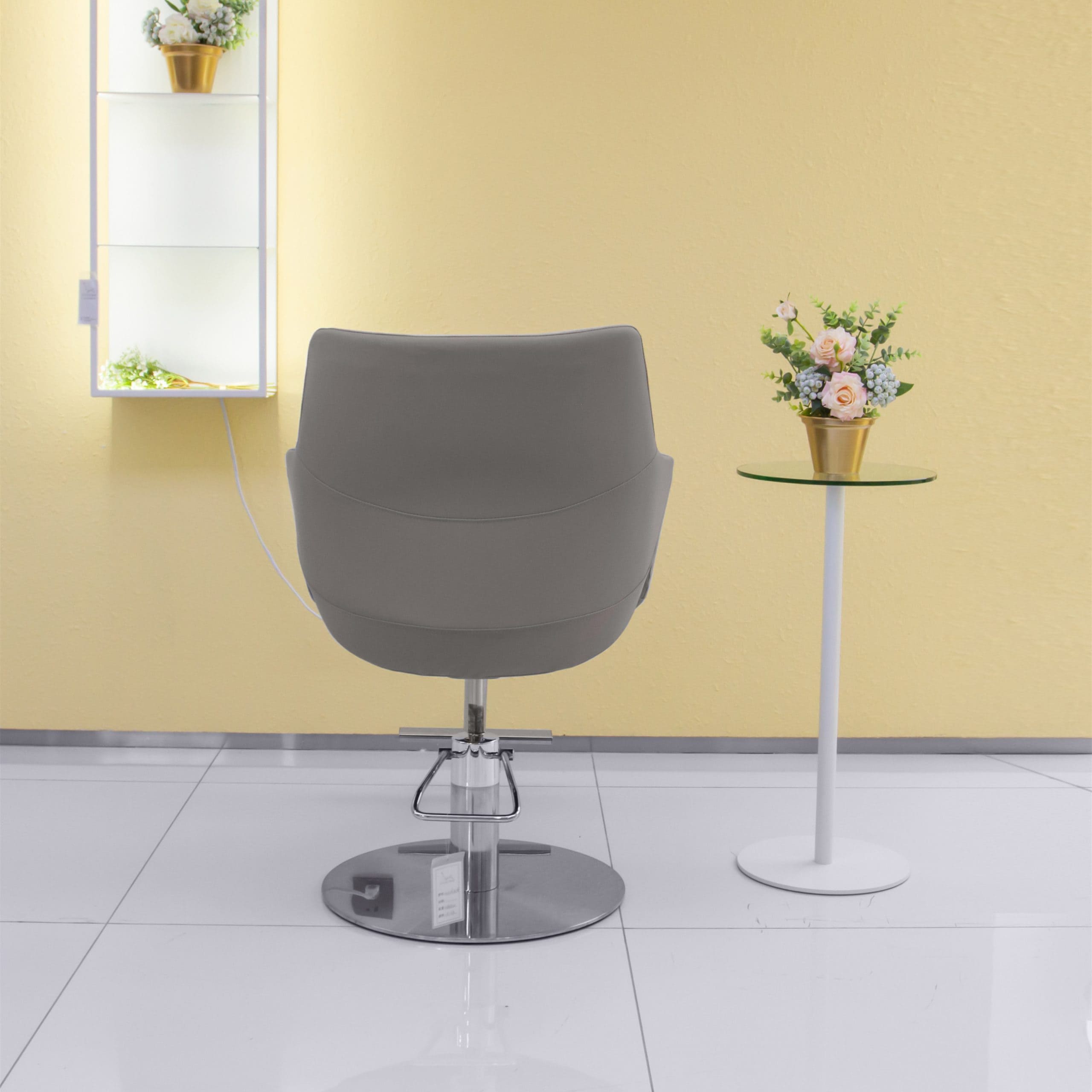 Karma Cessnock Beauty Hairdressing salon chair grey facing back - Luna Beauty Supplies