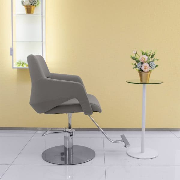 Karma Cessnock Beauty Hairdressing salon chair grey facing sideways - Luna Beauty Supplies