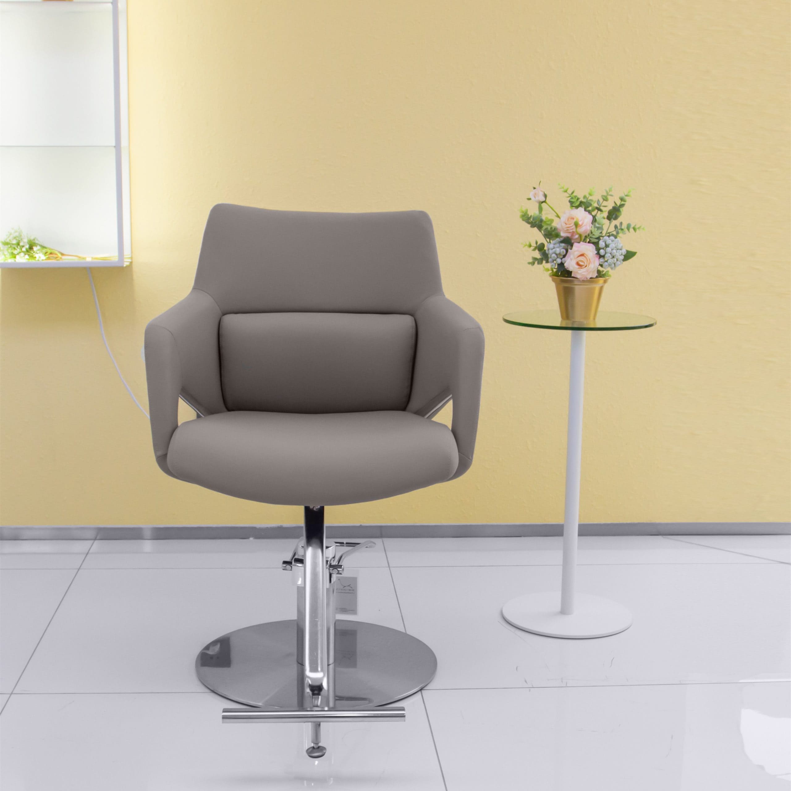 Karma Cessnock Beauty Hairdressing salon chair grey facing front - Luna Beauty Supplies