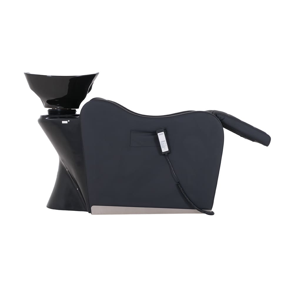 Karma Flemington shampoo unit basin black right side leg rest extended - Luna Beauty Supplies