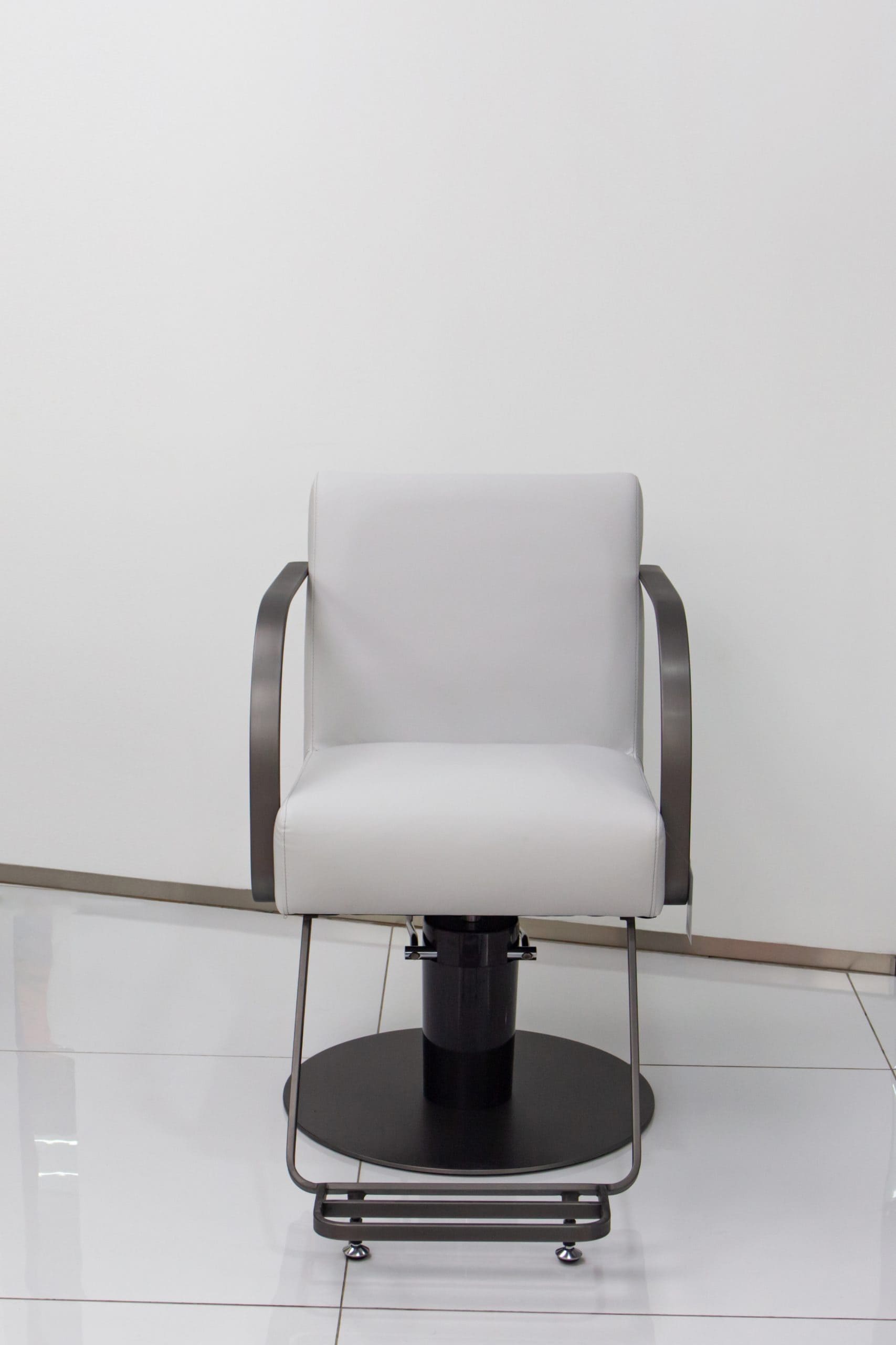 Karma Gosford Beauty & Hairdressing Salon Chair in Dark Grey facing front - Luna Beauty Supplies