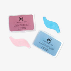 Pink and blue My Lamination Lami Precision eyelash combs, featuring an ergonomic anti-slip grip and 14 micro-teeth for professional lash lifting treatments.