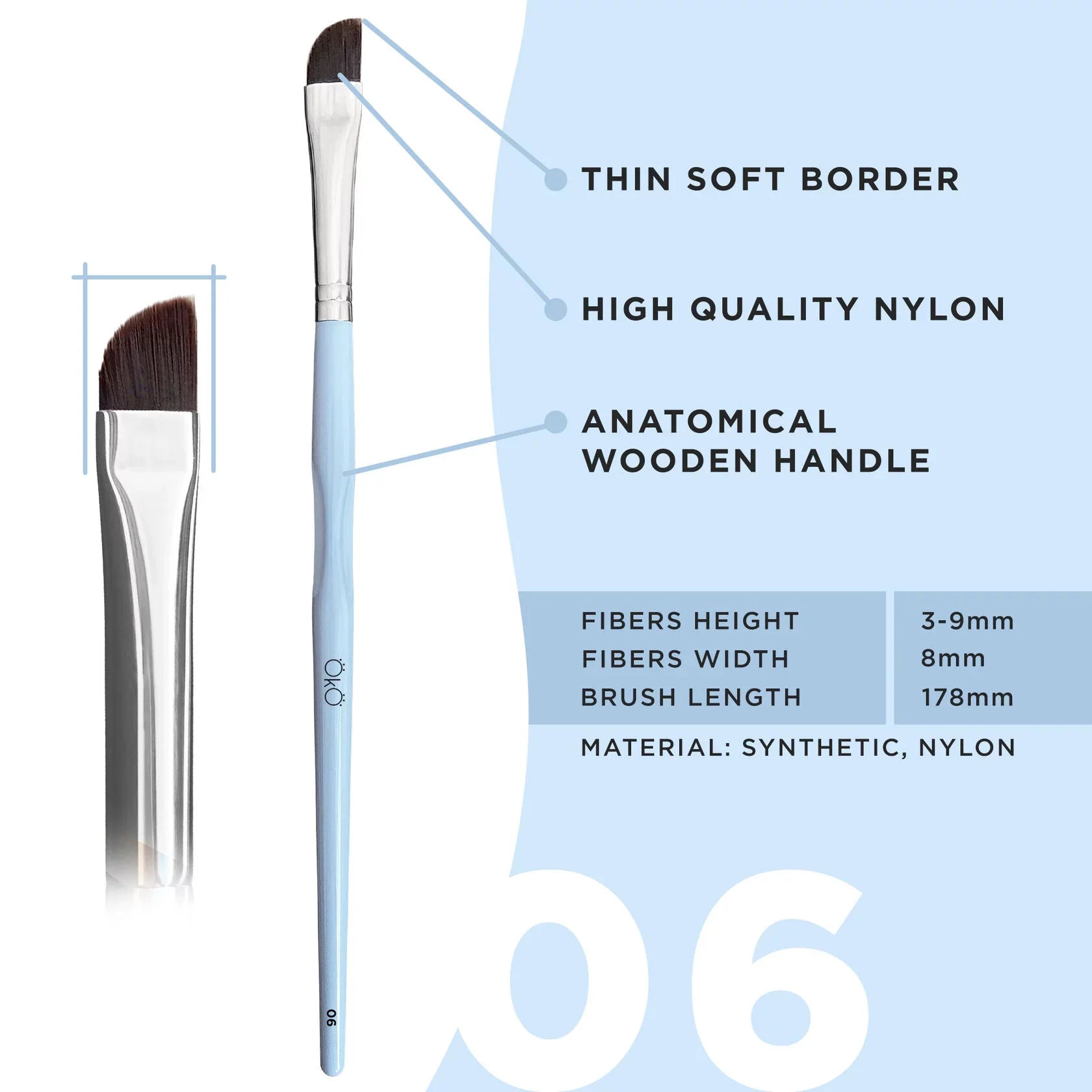 Thin soft border brush part of Oko flawless eyebrow brush set - luna beauty supplies