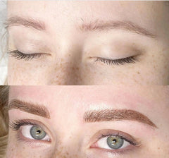 Female model showing brows using Perma Blend Grassy Toner PMU Pigment - Luna Beauty Supplies