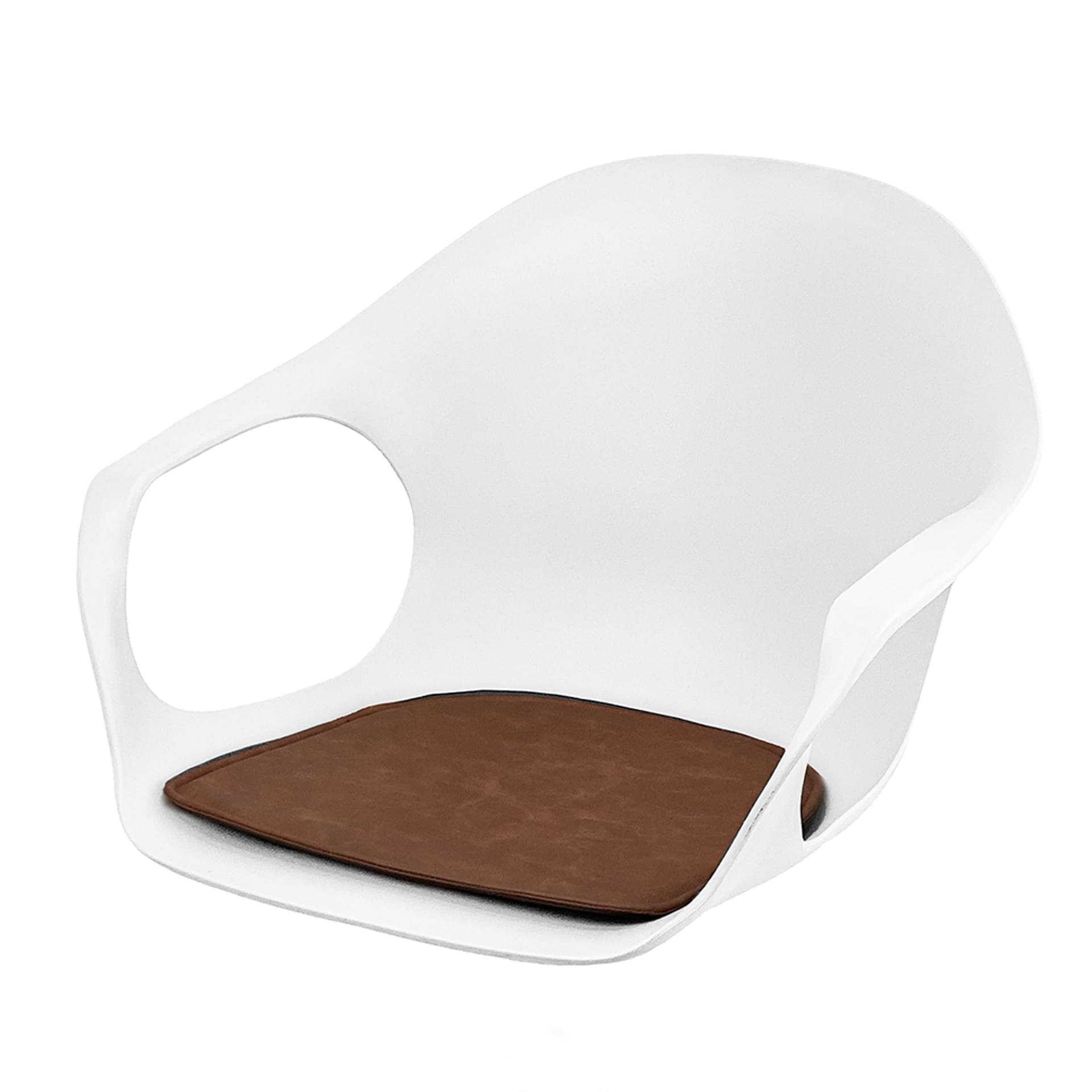 Tan cushion on Zelda White Styling Chair - Luna Beauty Supplies