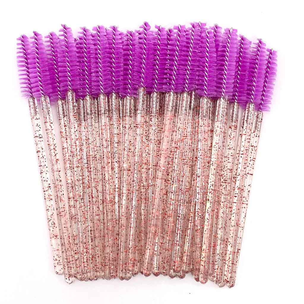 GLITTER MASCARA WANDS / SPOOLIES - PURPLE - Luna Beauty Supplies