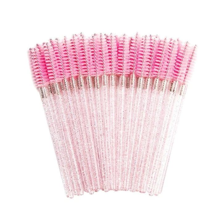 GLITTER MASCARA WANDS / SPOOLIES - PINK - Luna Beauty Supplies