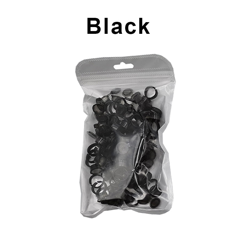 INK/PIGMENT CUP RINGS WITH LID - BLACK (50pcs) - Luna Beauty Supplies