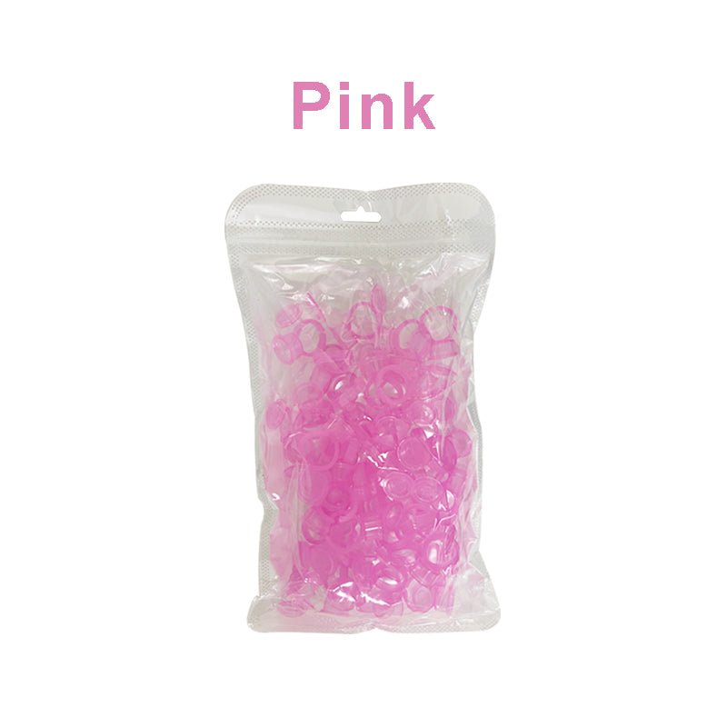 INK/PIGMENT CUP RINGS WITH LID - PINK (50pcs) - Luna Beauty Supplies