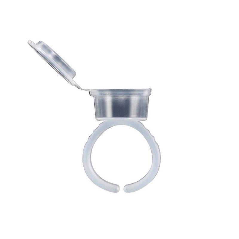 INK/PIGMENT CUP RINGS WITH LID - CLEAR (50pcs) - Luna Beauty Supplies