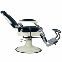 JOIKEN - HAVANA BARBER CHAIR - BLACK/IVORY reclined