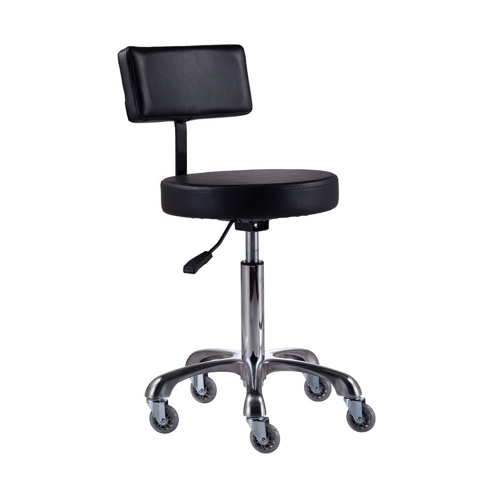 KARMA HOBART - STOOL WITH BACK (BLACK) - Luna Beauty Supplies