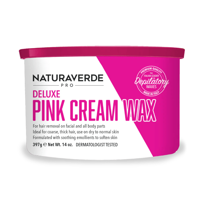 NATURAVERDE PRO - DELUXE PINK CREAM STRIP WAX CAN (397g) - Luna Beauty Supplies