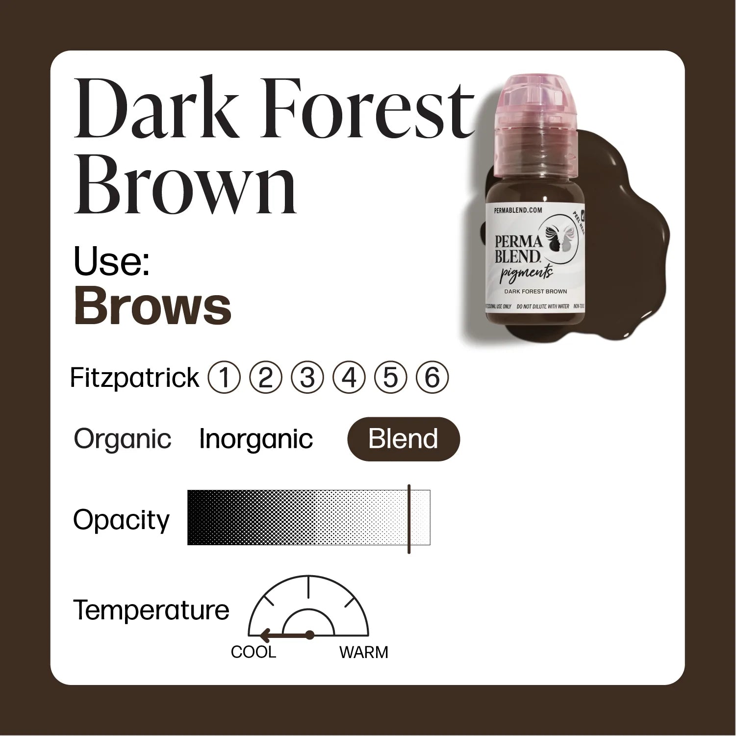 PERMA BLEND BROW PIGMENT - DARK FOREST BROWN (15ml) - Luna Beauty Supplies