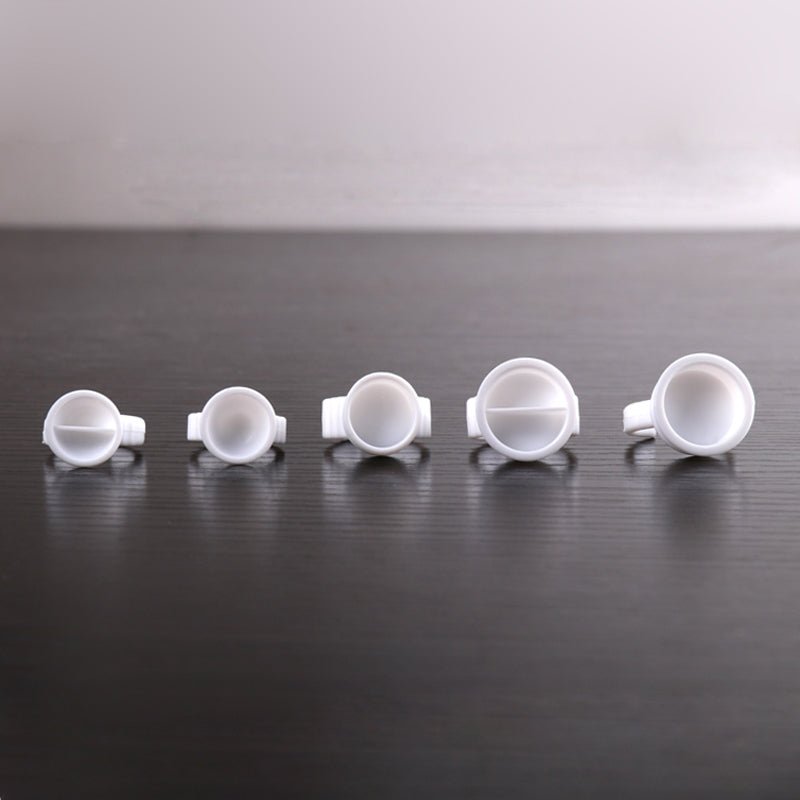 WHITE INK/PIGMENT CUP RINGS WITH PARTITION - (100pcs) - Luna Beauty Supplies