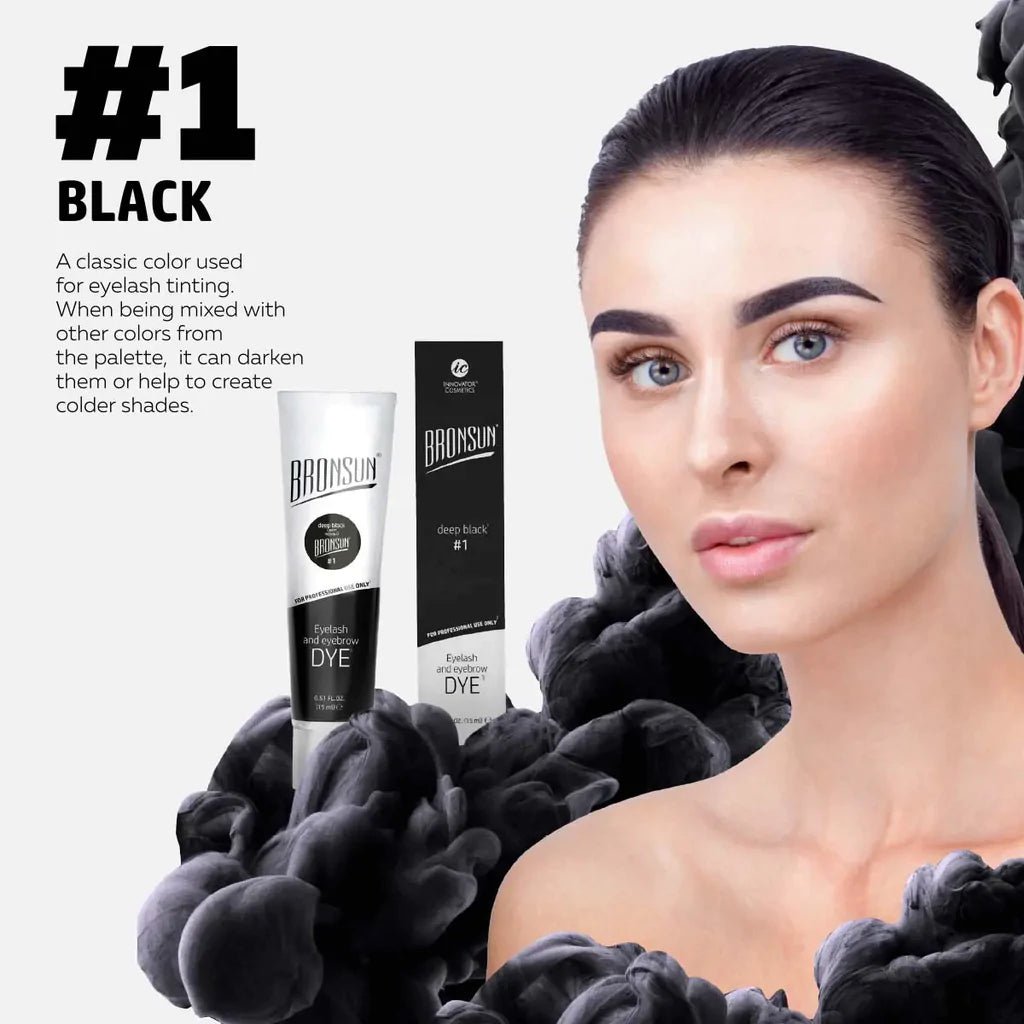 BRONSUN - BROW & LASH HYBRID DYE - DEEP BLACK #1 - Luna Beauty Supplies
