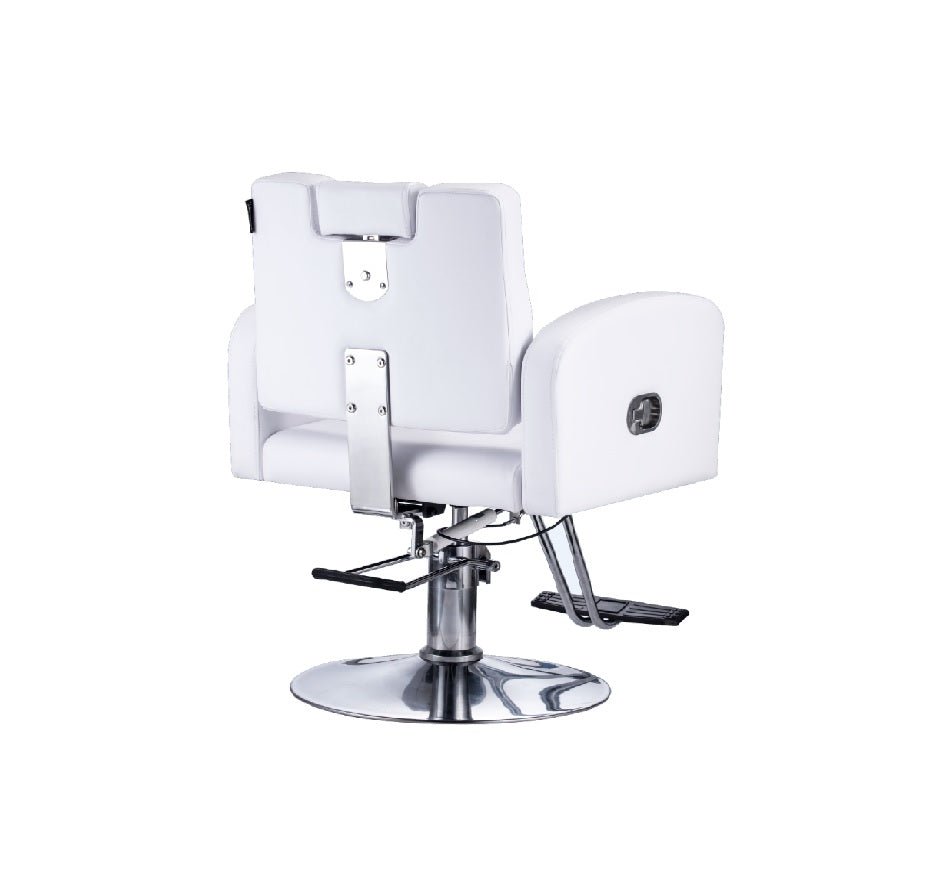 Back view of Karma Batlow Salon Chair in White - Luna Beauty Supplies